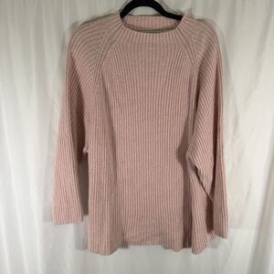 Silk Lore Sweater Women's 3X Pink Ribeed Knit High Neck Ramie Silk Blend